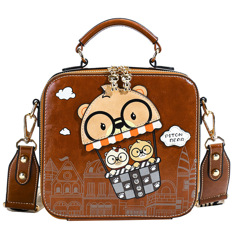 Women's Boston Pillow Cartoon Cute Bear Commute Small Square Bag