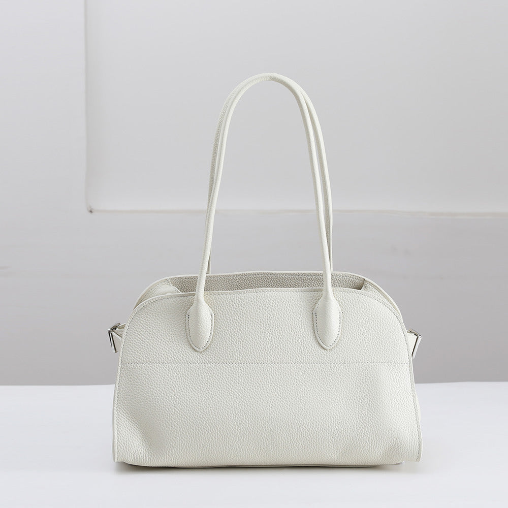 First Layer Cowhide Real Lychee Pattern Women's Handbag