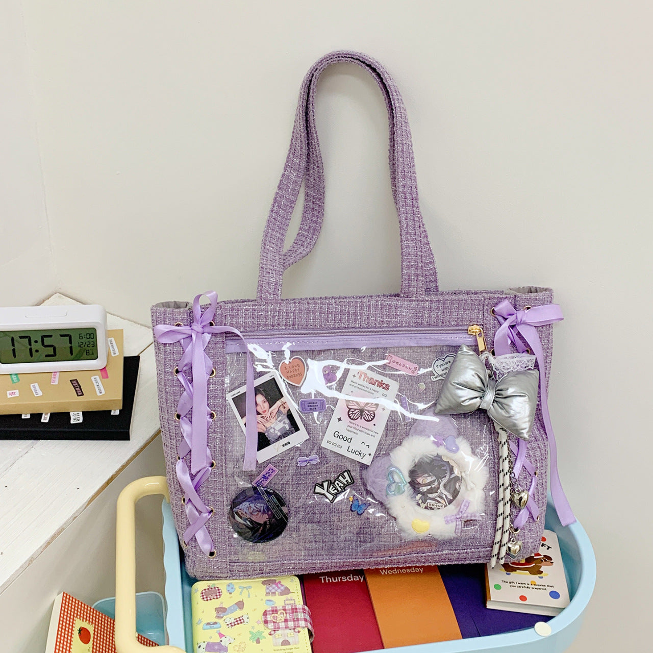 Women's Capacity Two-dimensional Transparent Cartoon Fashion Fresh Trend Backpacks
