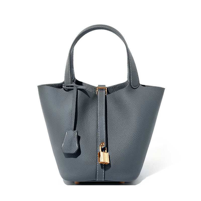 Women's Version First Layer Cowhide Vegetable Basket Lychee Bags