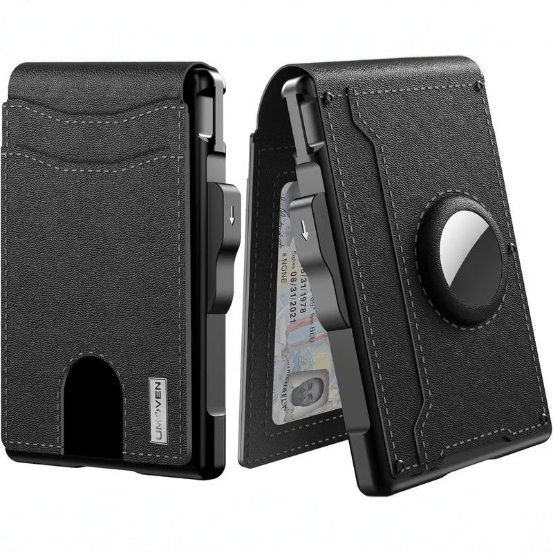 Men's Long Large Capacity Position Flip Carbon Fiber Card Holder