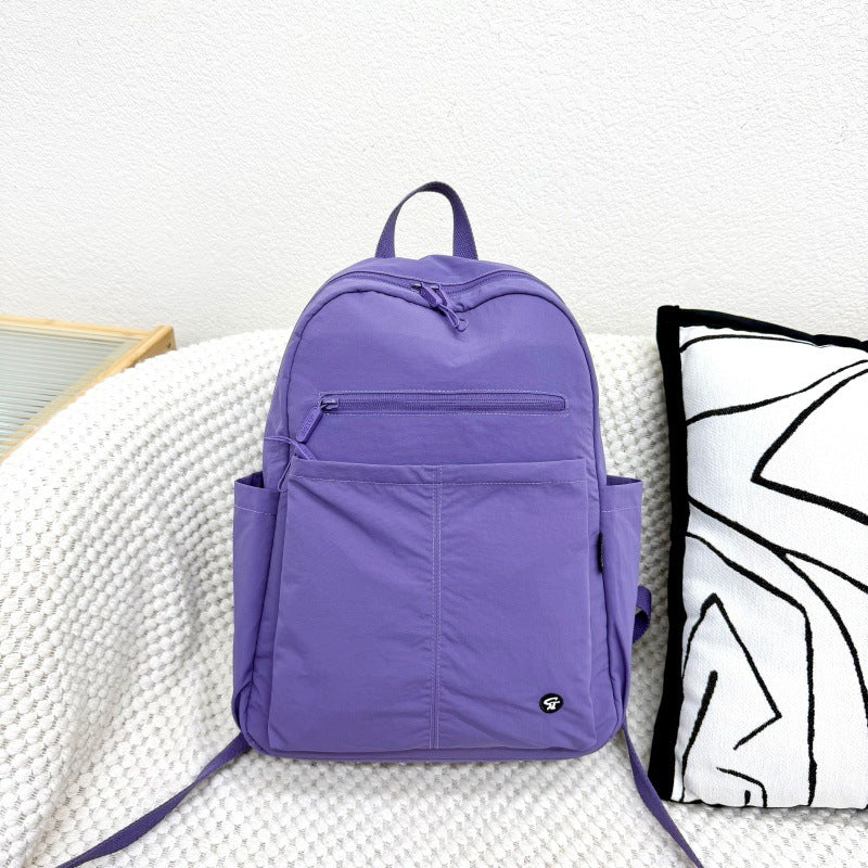 Nylon Cloth Trendy Large Capacity Contrast Leisure Backpack