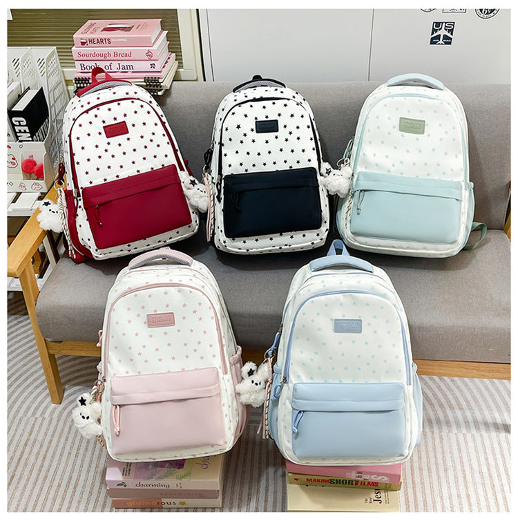 Cute Contrast Color Good-looking Primary Secondary College Student Schoolbag