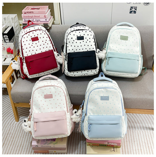 Cute Contrast Color Good-looking Primary Secondary College Student Schoolbag
