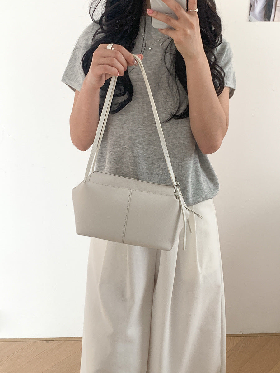 Authentic Leather Tactile Feel Pillow Minimalist Underarm Large Capacity Fashion Bags