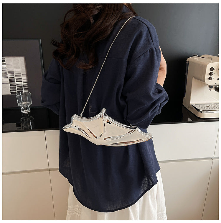 Metallic Glossy Butterfly Shape Clutch Fashion Dinner Bag