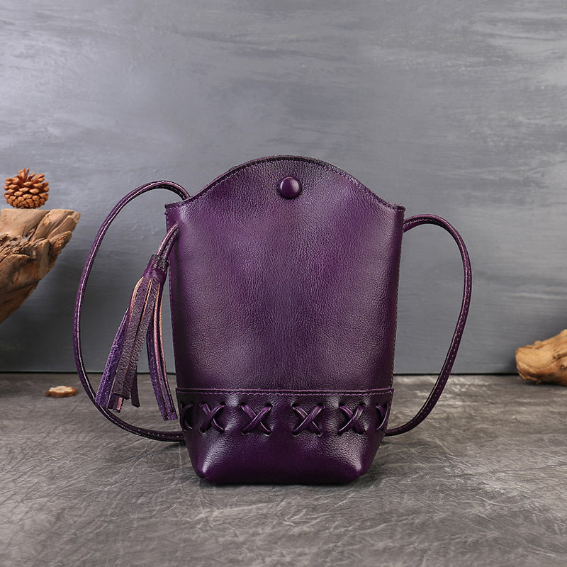 Women's Vintage Weave Mobile Mini Tassel Women's Messenger Bag