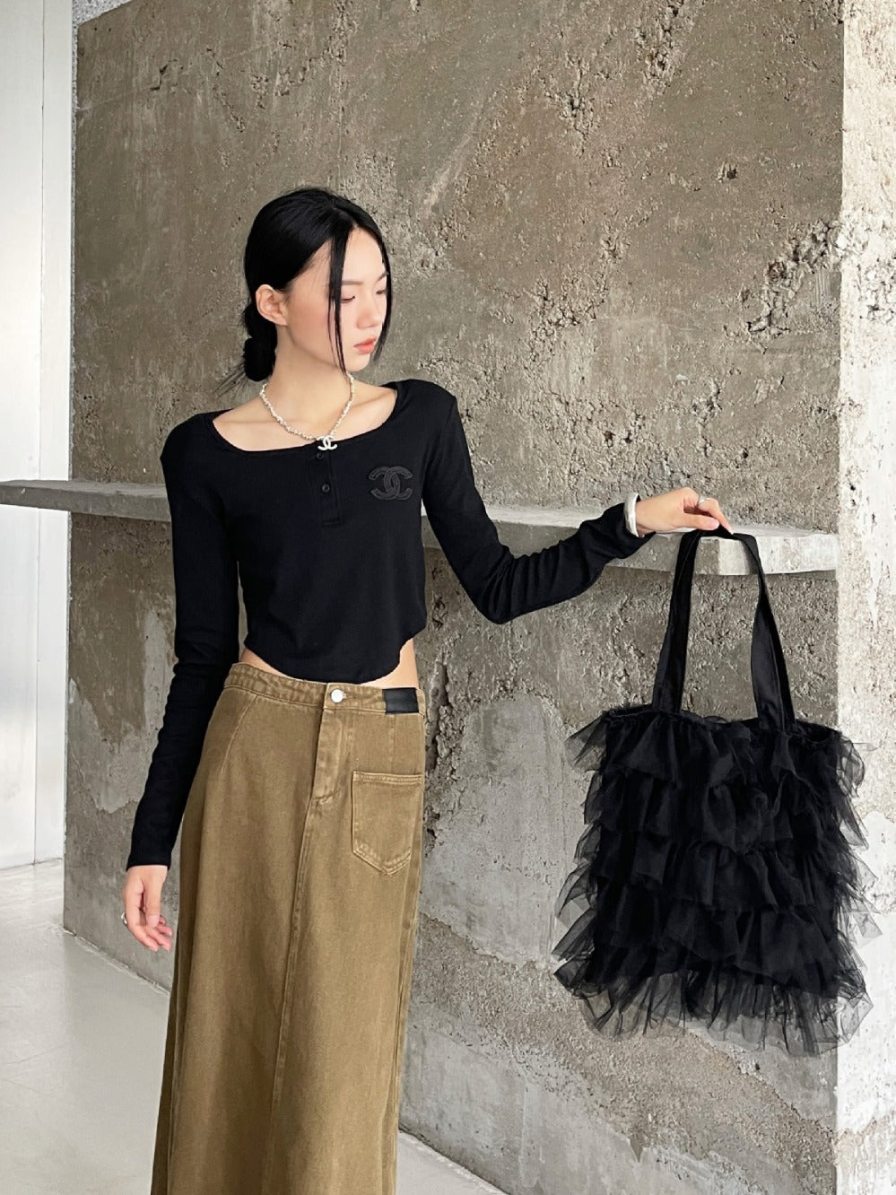 Tulle Ruffled Limited Sweet Pleated Large Capacity Women's Shoulder Bag