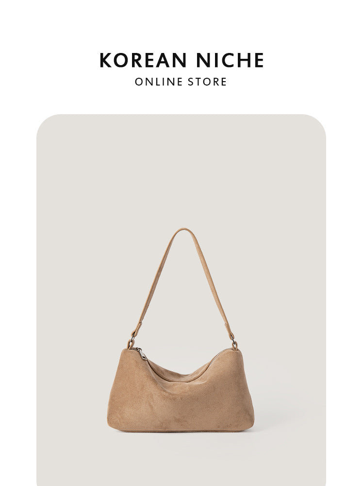 Women's Niche Retro Suede Underarm Matte Simple Fashion Women's Shoulder Bag