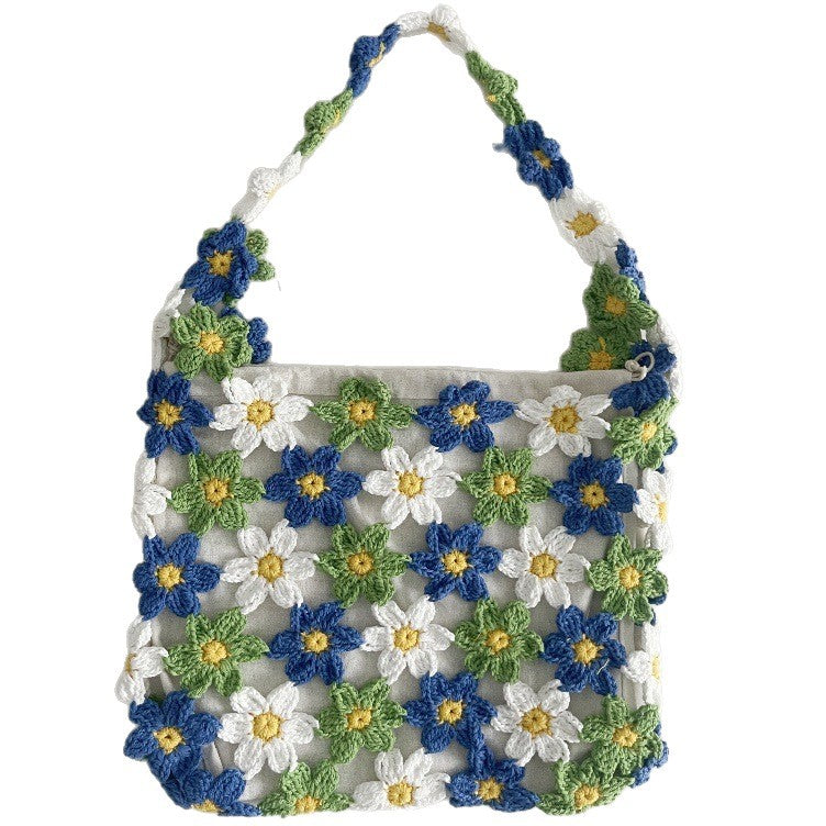 Thread Woven Summer Wool Flower Camisole Beach Women's Shoulder Bag