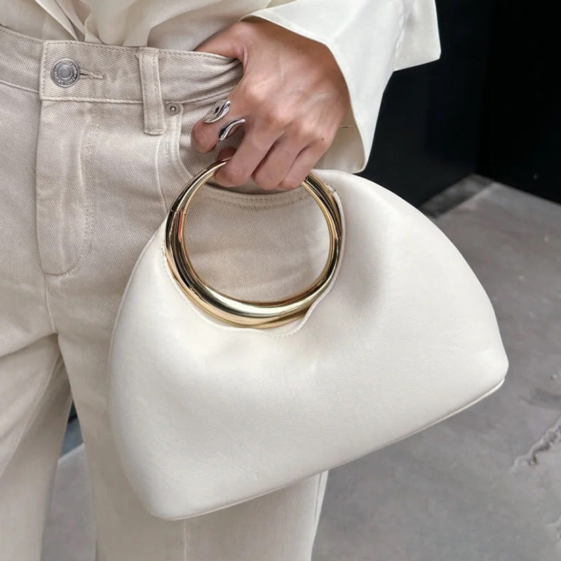 French Elegant Metal Cloud Dinner Early Spring High Women's Handbag