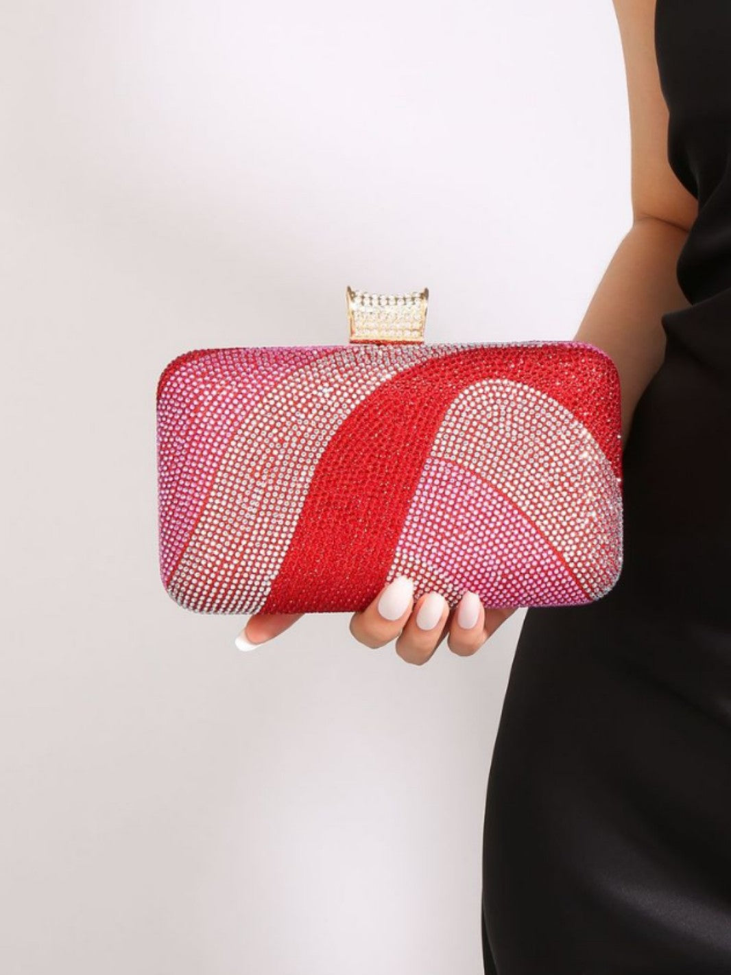 Light Luxury Contrast Color Shiny Rhinestone Clutch Banquet Bags