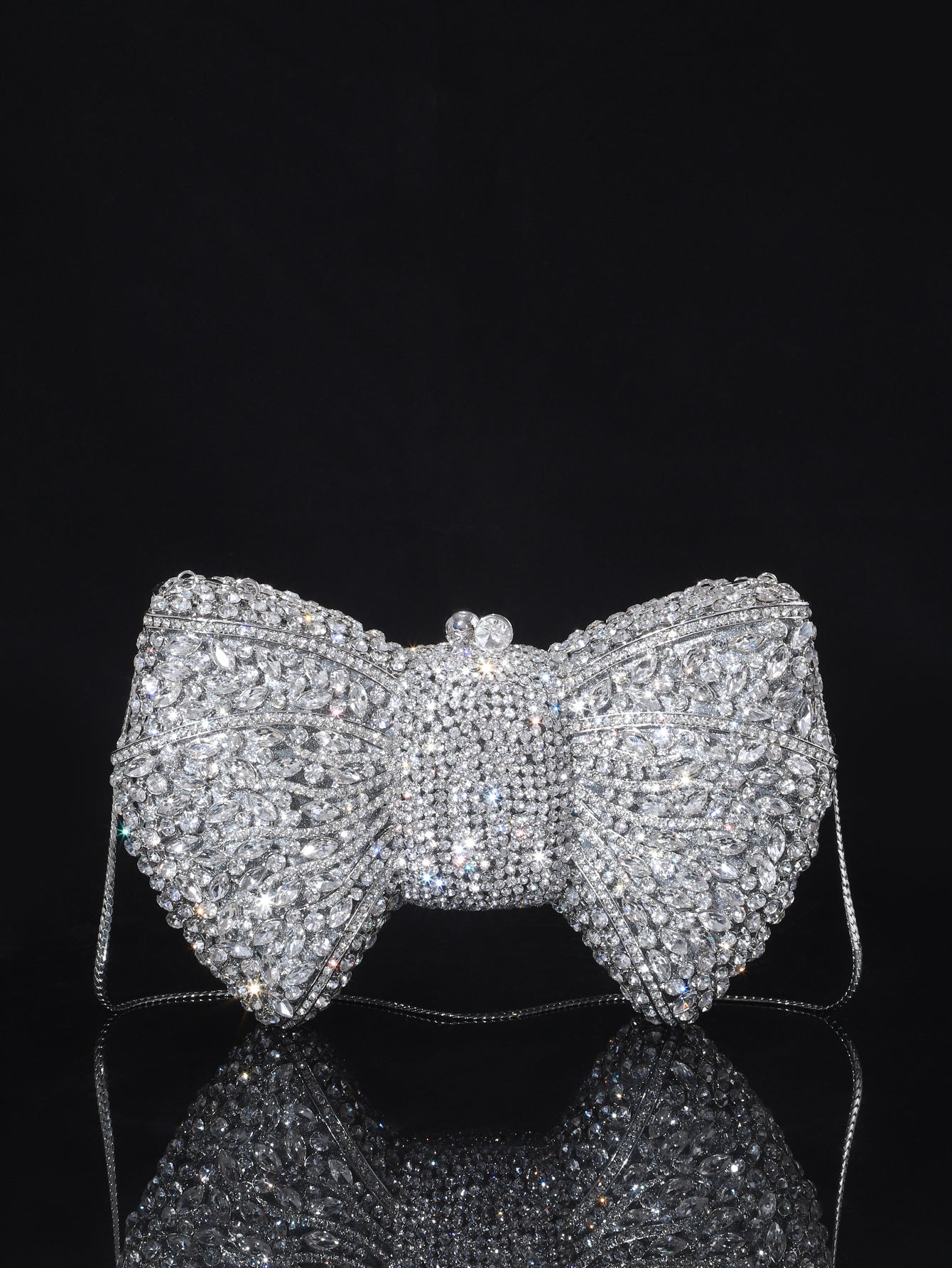 Shiny Champagne Bottle Rhinestone Bow Crystal Chain Bags