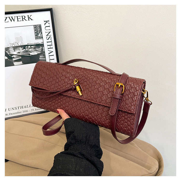 Women's Woven Baguette Retro Textured Portable Simple Light Bags