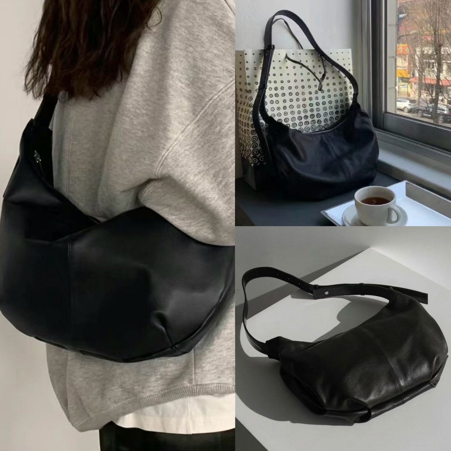 Design Dumpling Genuine Leather Underarm Suede Women's Messenger Bag