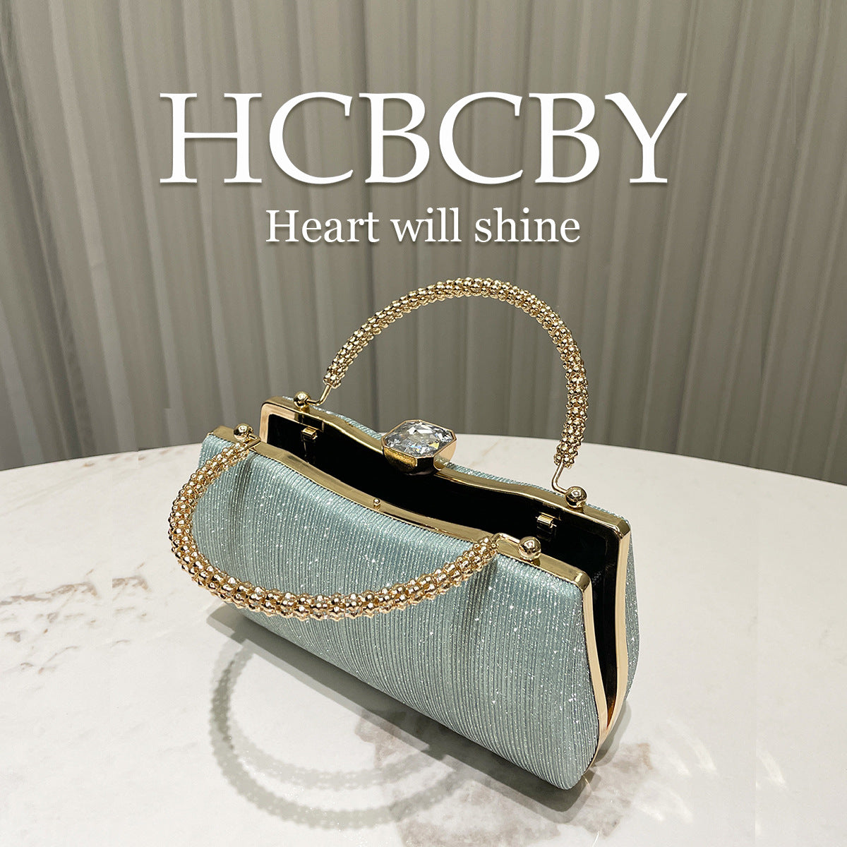 Women's Mint Green Simple Elegant Flash Striped Box Bags
