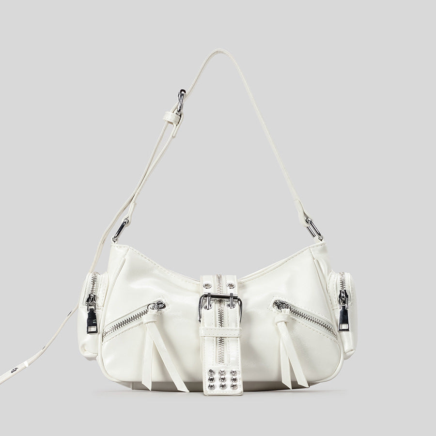 Style Hot Locomotive Rivet Unique Underarm Soft Leather Women's Shoulder Bag