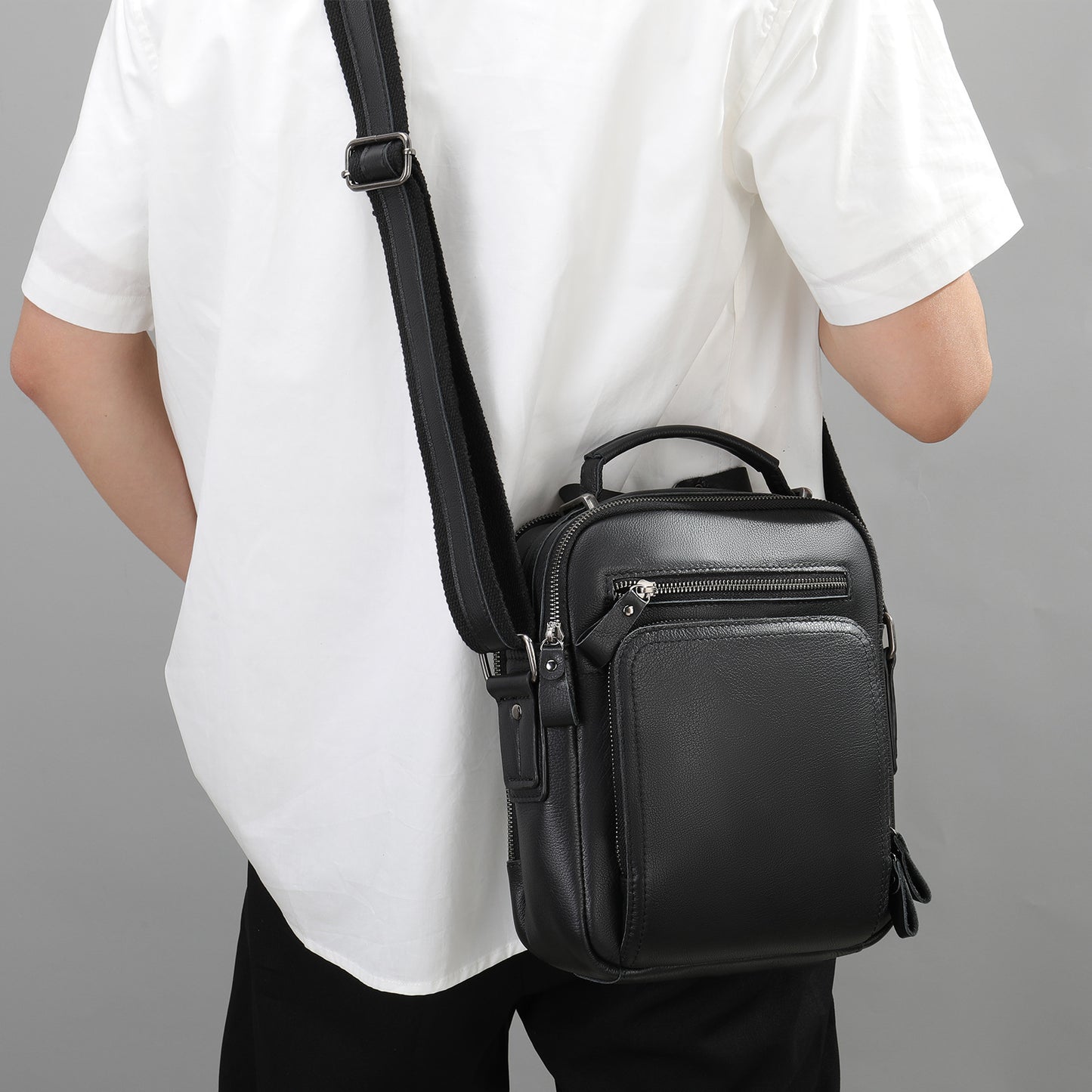 Genuine Leather Large Capacity Retro Crazy Men's Shoulder Bag