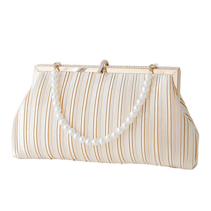 Fashion Pleated Clutch Elegant Pearl Dress Bags