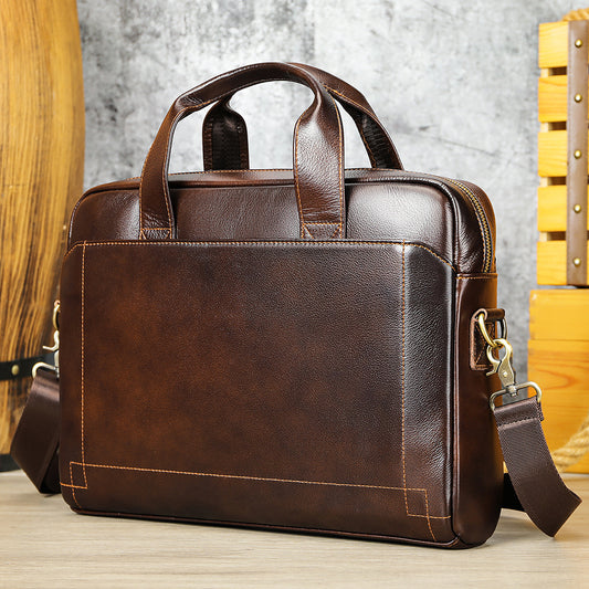 Men's First Layer Cowhide Leather Portfolio Men's Briefcase