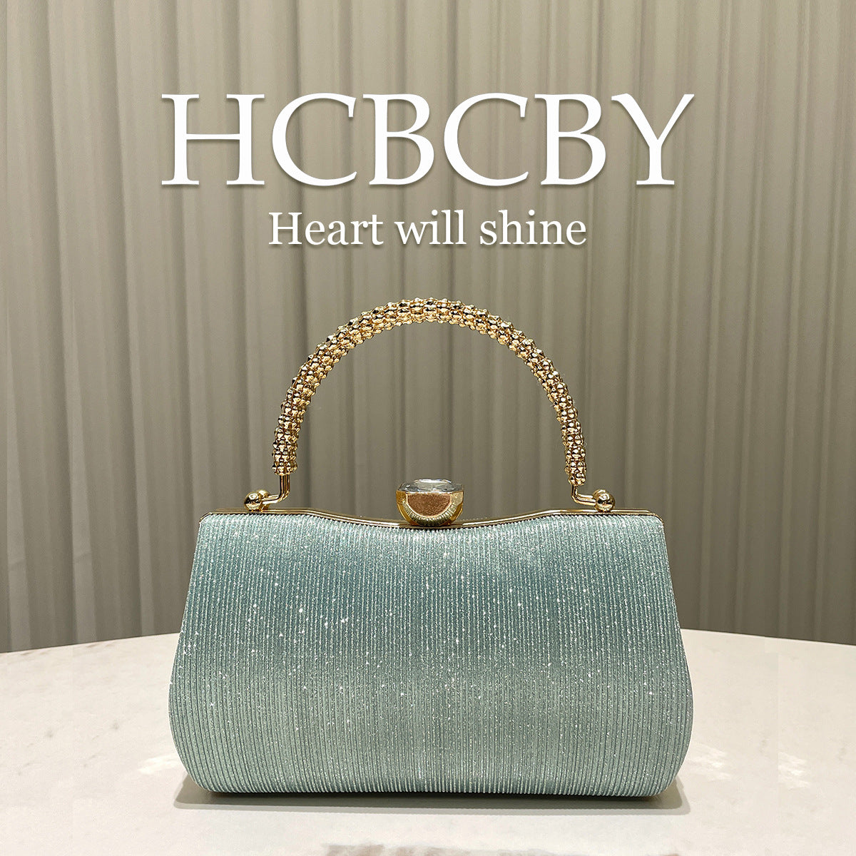 Women's Mint Green Simple Elegant Flash Striped Box Bags