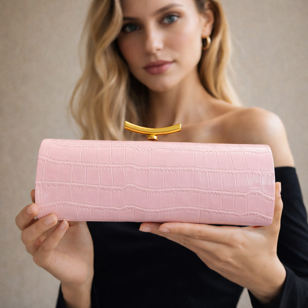 Crocodile Pattern Baguette Style Fashion Party Dinner Bag