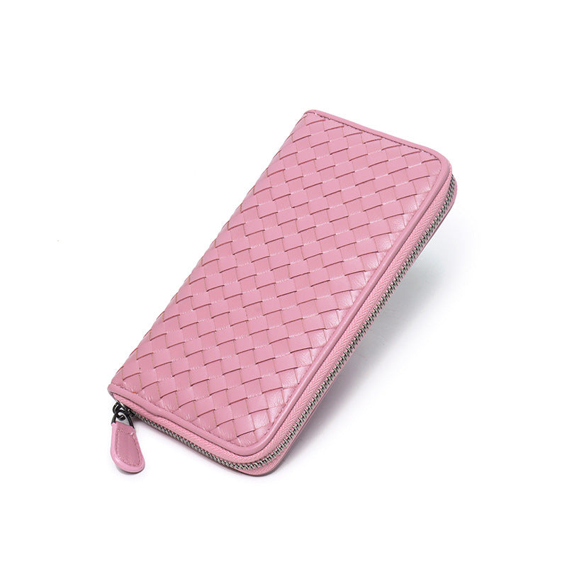 Women's & Men's Leather Korean Style Hand-woven Sheepskin Long Purses