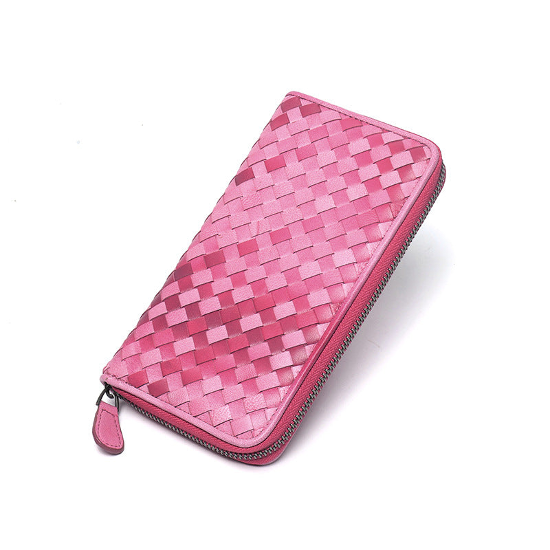 Women's & Men's Leather Korean Style Hand-woven Sheepskin Long Purses