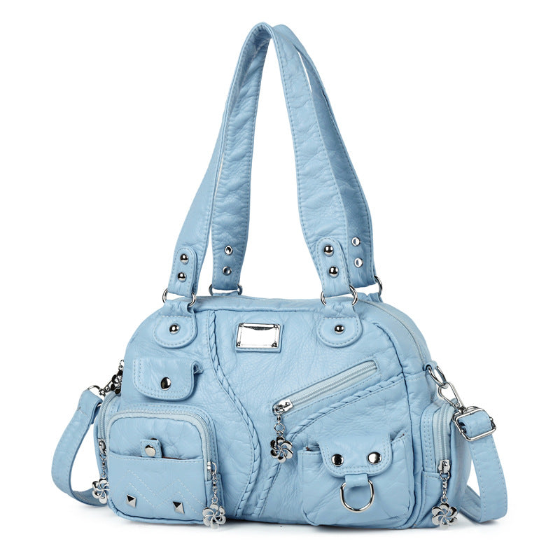 Women's Retro Soft Leather Motorcycle Trendy Women's Shoulder Bag