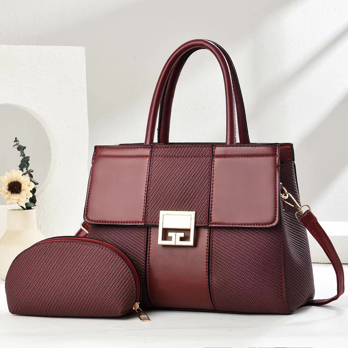 Women's Stitching Large Capacity Versatile Commuter Two-piece Handbags