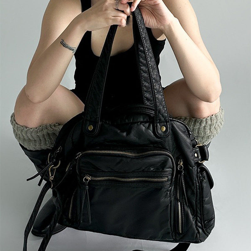 Women's Retro Motorcycle Large Capacity Waste Soil Women's Shoulder Bag