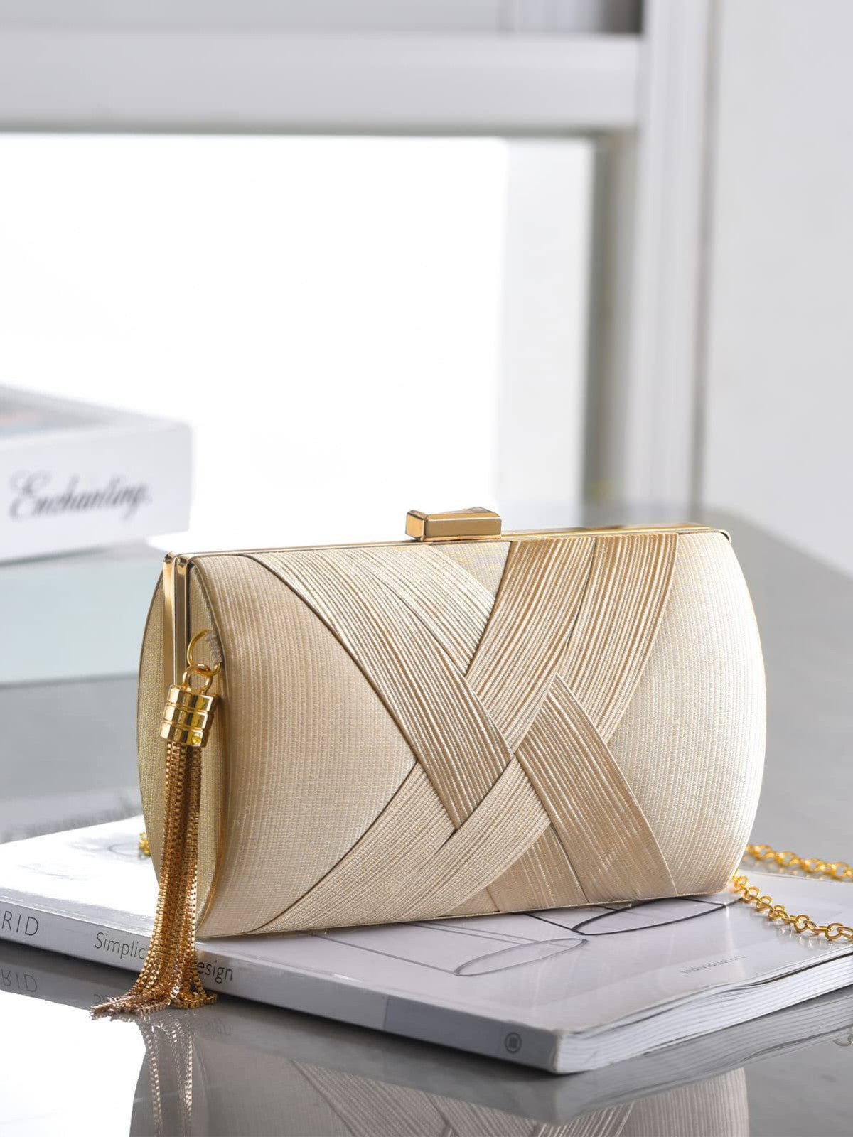 Unique Women's Fashion Woven Clutch Box Dinner Bag