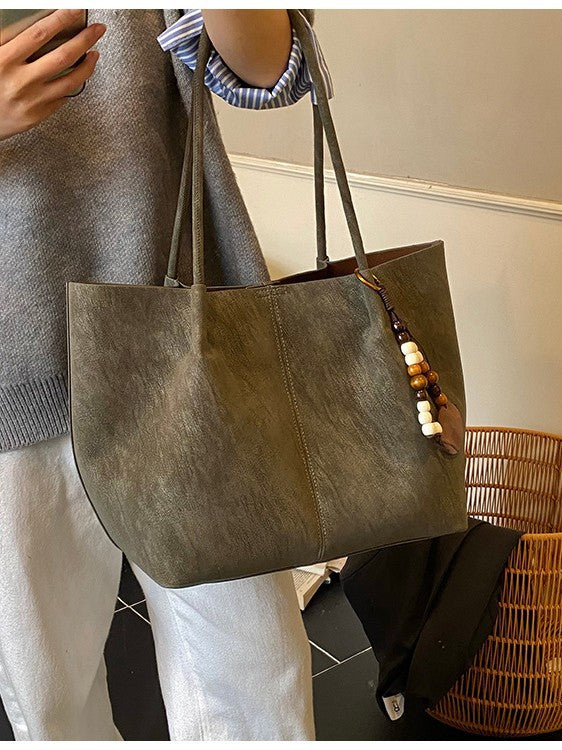 Women's Fashionable High-grade Solid Color Large Capacity Lazy Tote Bag