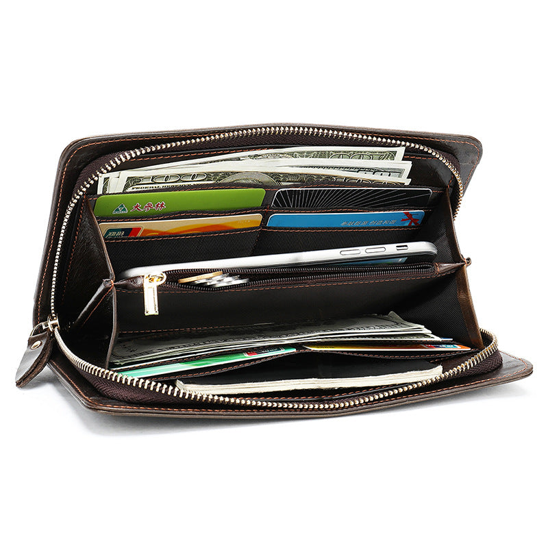 Men's Leather Business Clutch Large Capacity Soft Men's Wallet