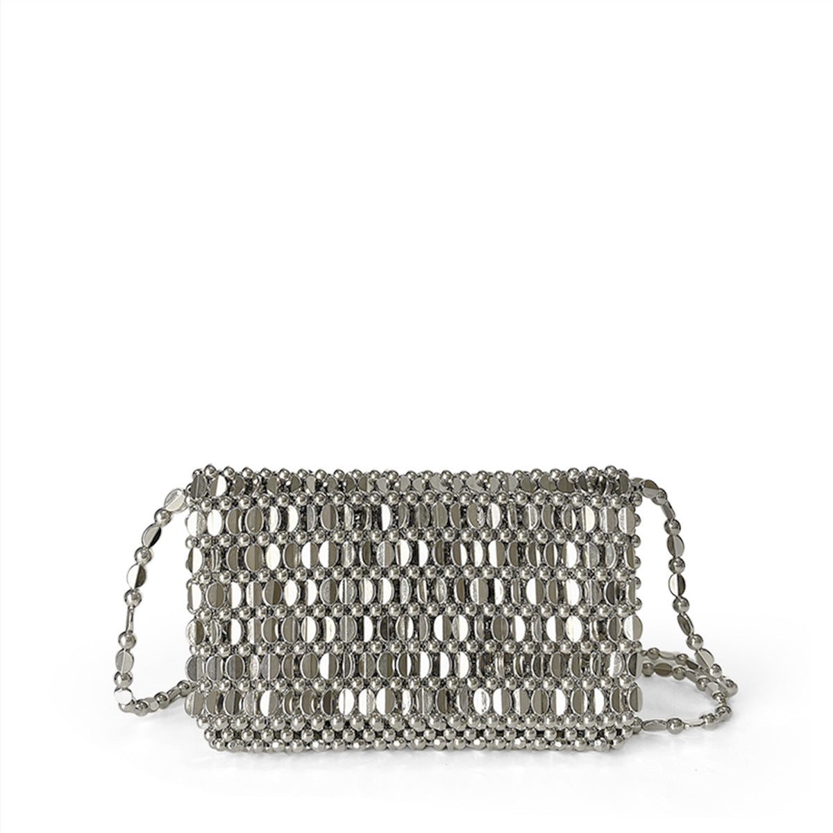 Summer Retro Sier Hollow Design Handmade Beaded Women's Messenger Bag