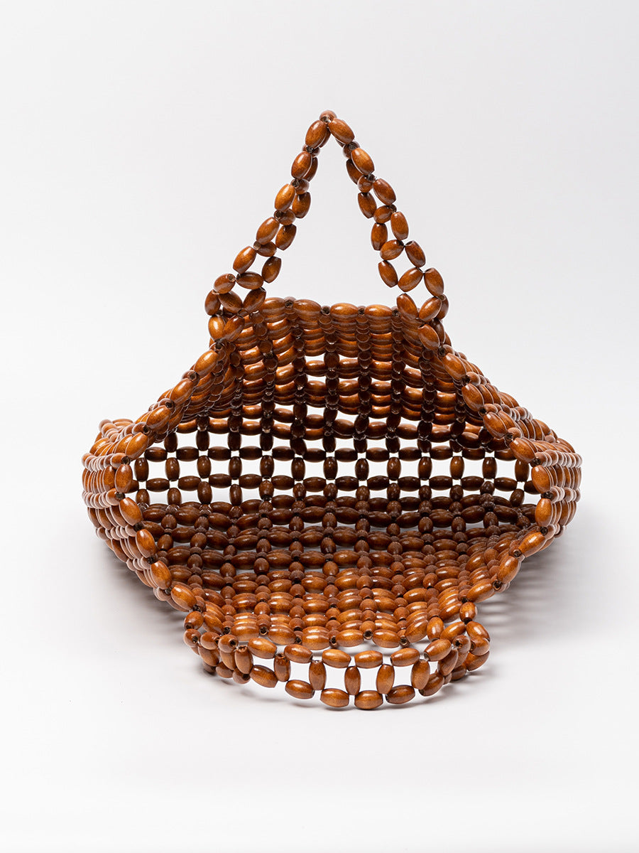 Women's Maple Hand-woven Leisure With Wooden Beads Bags