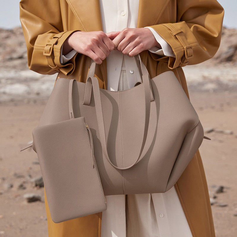 Women's Niche Leather Large Capacity Shopping Tote Bag