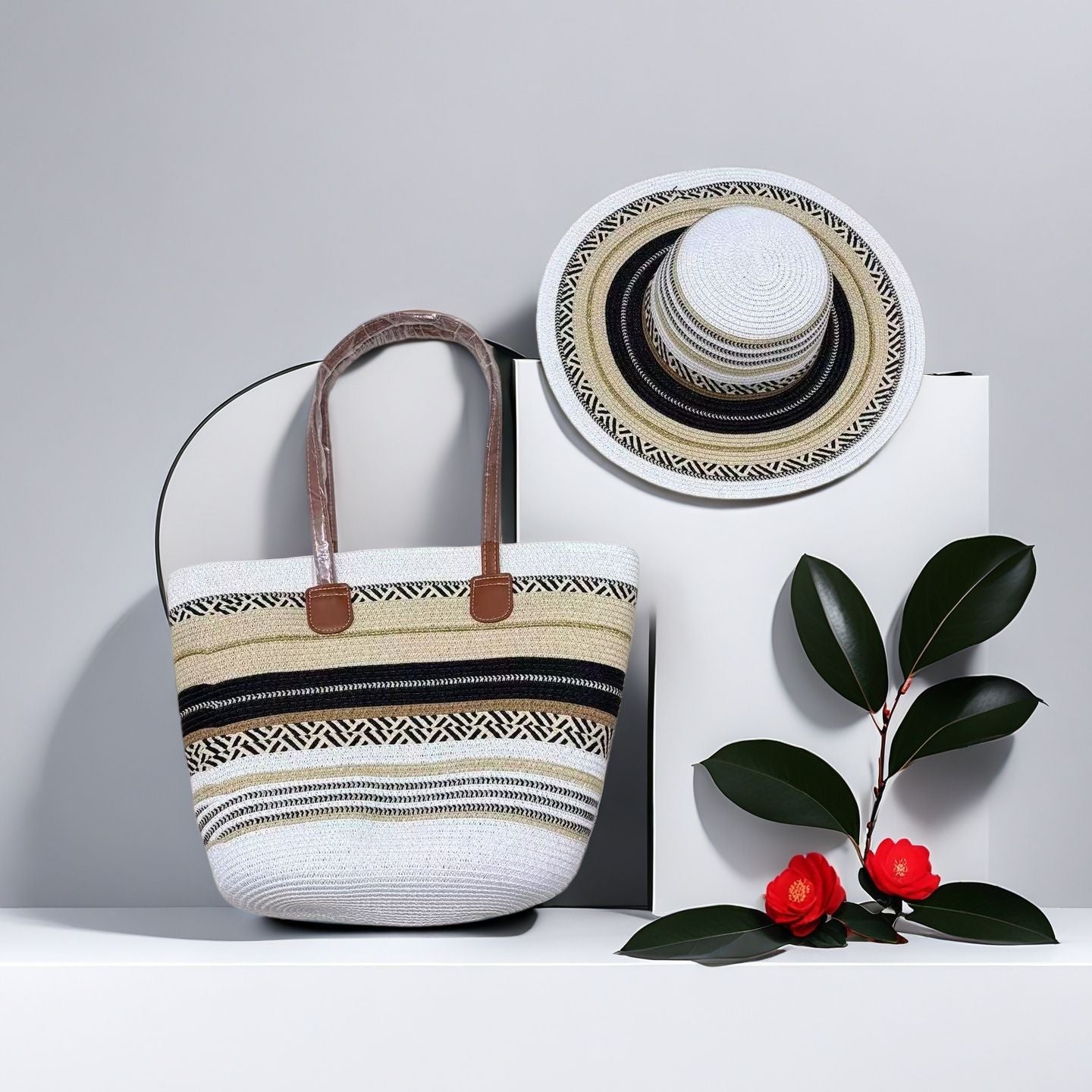 Colored Mosaic Holiday Sun Protection Hat Women's Shoulder Bag