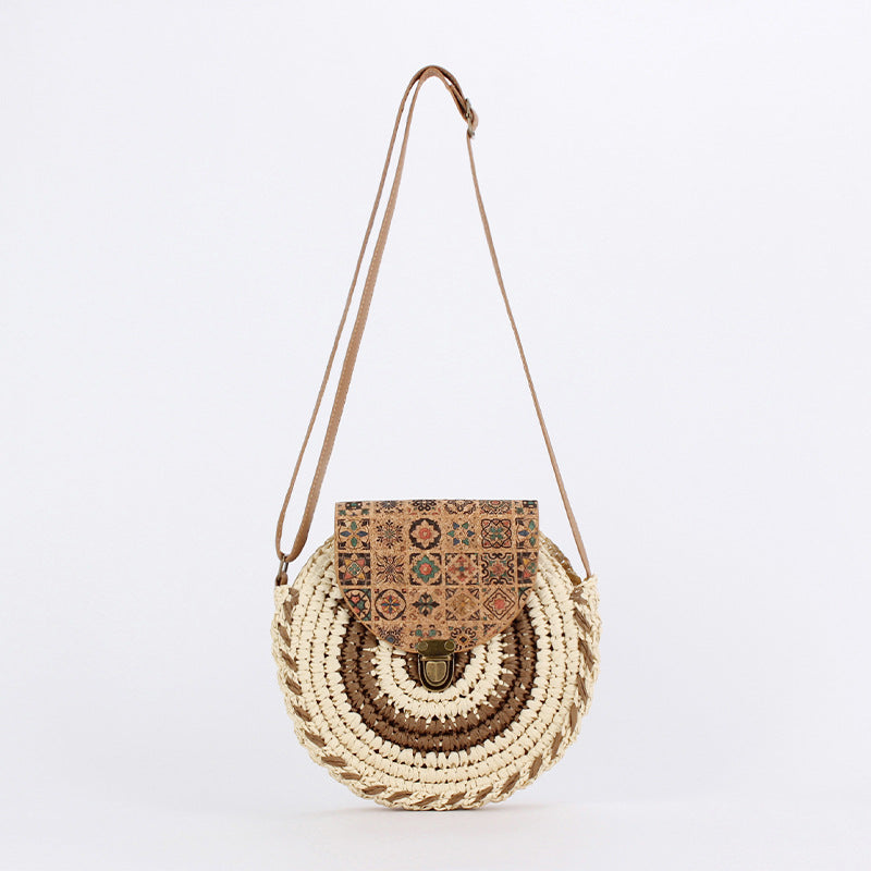 Women's Mori Style Artistic Woven Ethnic Minority Fashion Round Bags