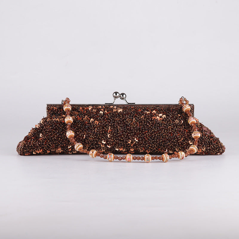 Women's Diamond Beaded Western Style Texture Dinner Bag