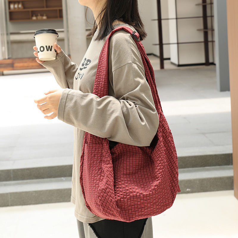Women's Korean Style Plaid Dumpling Mori Striped Women's Messenger Bag