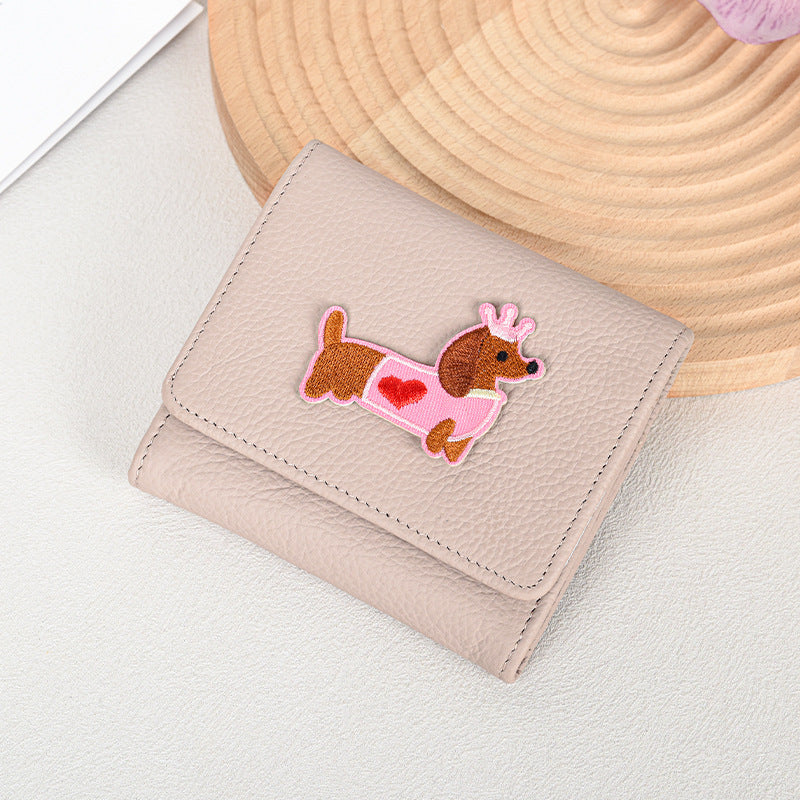 Cartoon Element Short Simple Leather Free Ladies Wallet