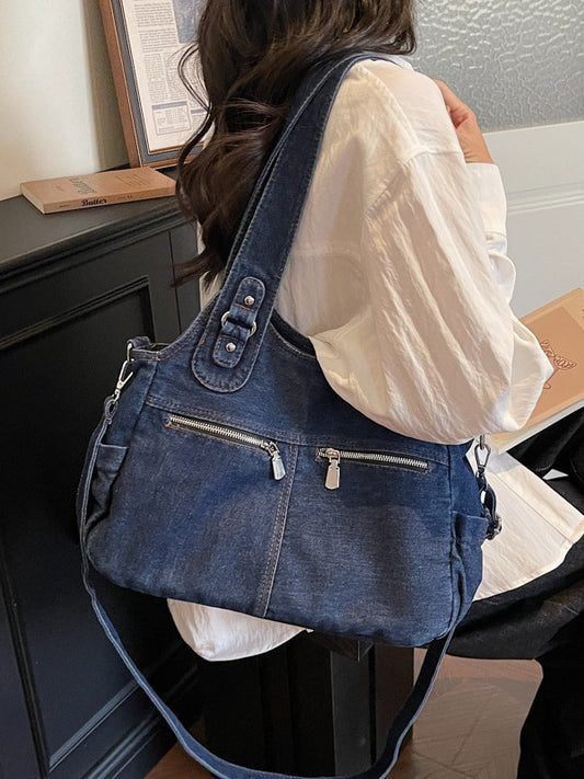 Women's Denim Stylish Large Capacity Commuter Portable Tote Bag
