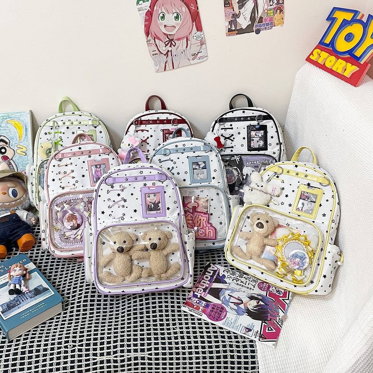 Two-dimensional Transparent Cartoon Junior High Printed Backpacks