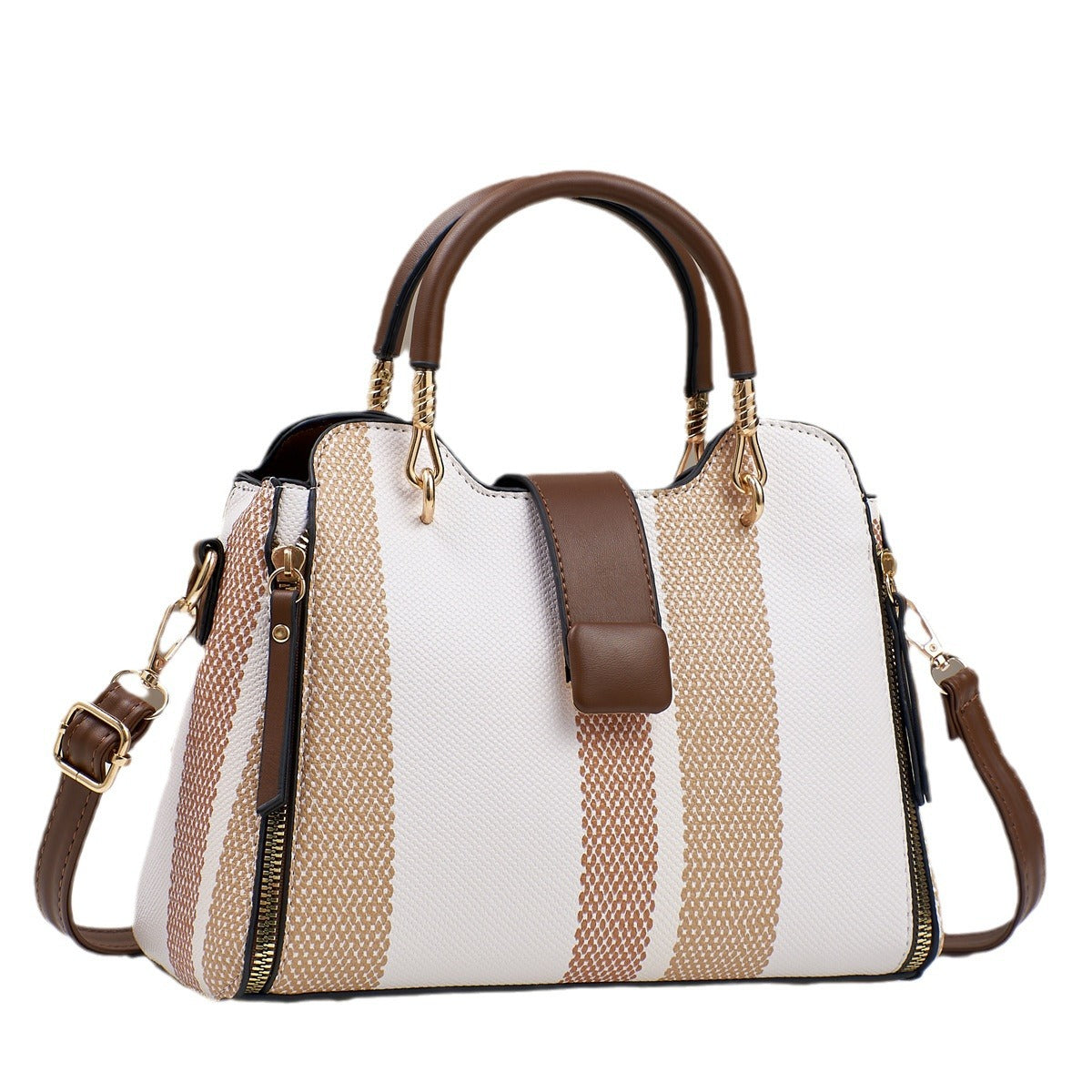 Women's Contrast Color Zipper Fashion Pouch Small Square Bag
