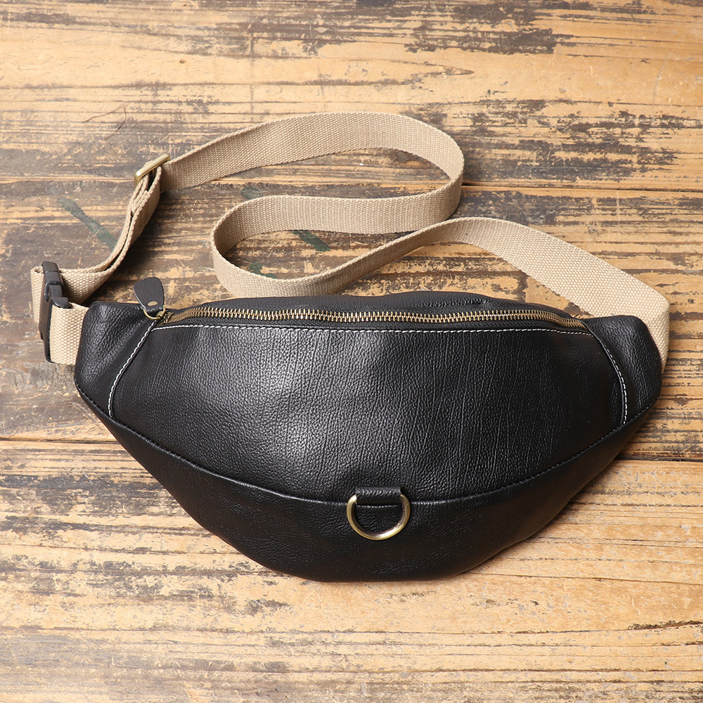 Men's Leather Top Layer Large Capacity Mobile Bags