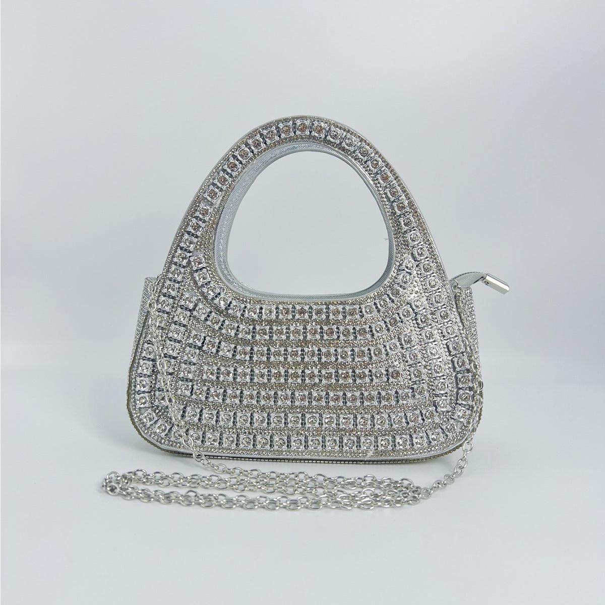 Fashion Rhinestone Semicircle Design Female Niche Shoulder Bags