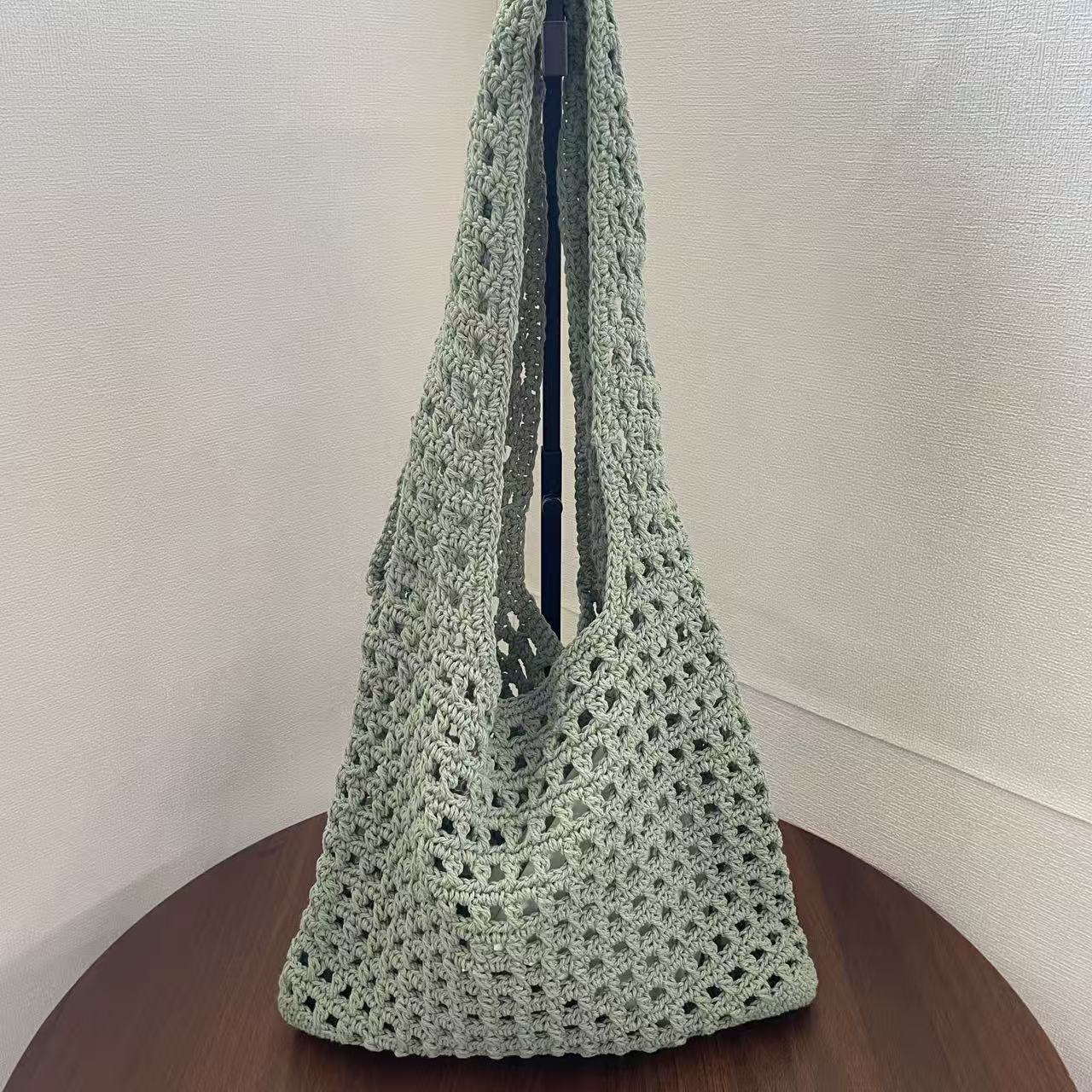 Women's Commuter Woven Hollow Out Knitted Mesh Beach Bags