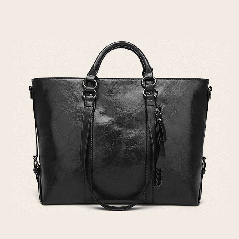 Women's Large Capacity Retro Oil Wax Skin Women's Shoulder Bag