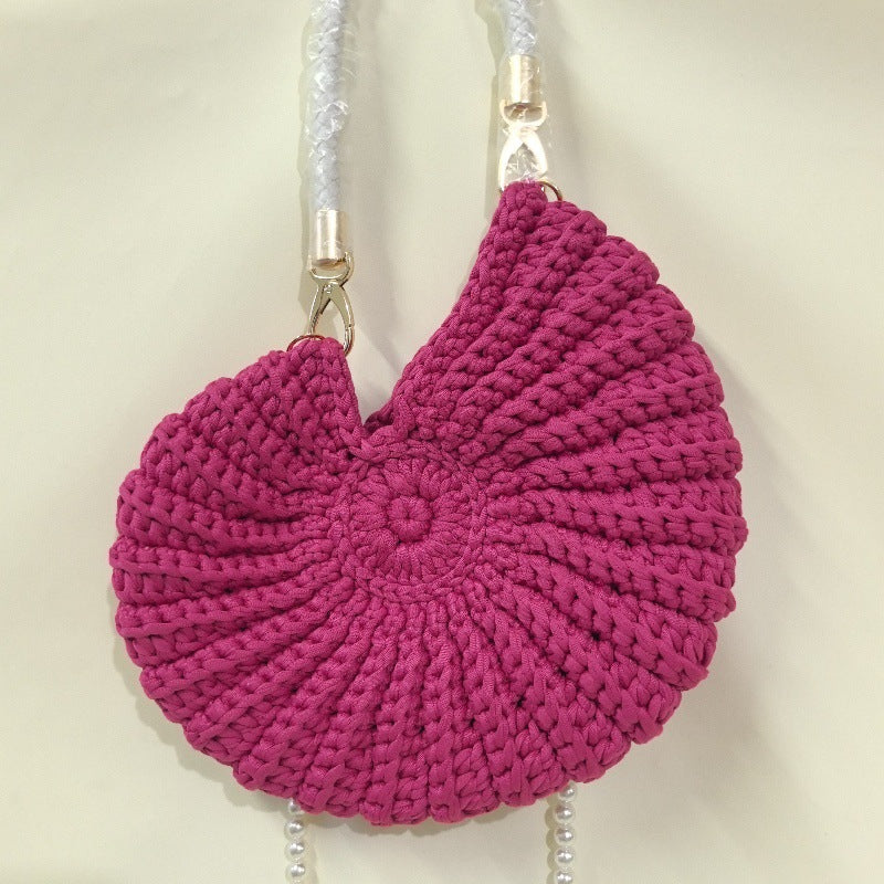 Woven Pearl Chain Candy Color Fashion Simple Conch Shell Women's Messenger Bag